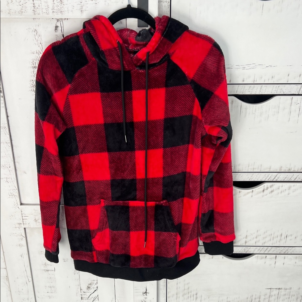 Red and Black Plaid Men's Sweater